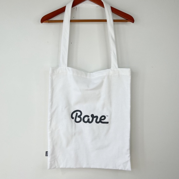 Bare flannel tote bag winter white with black Bare home logo super soft - Picture 2 of 8